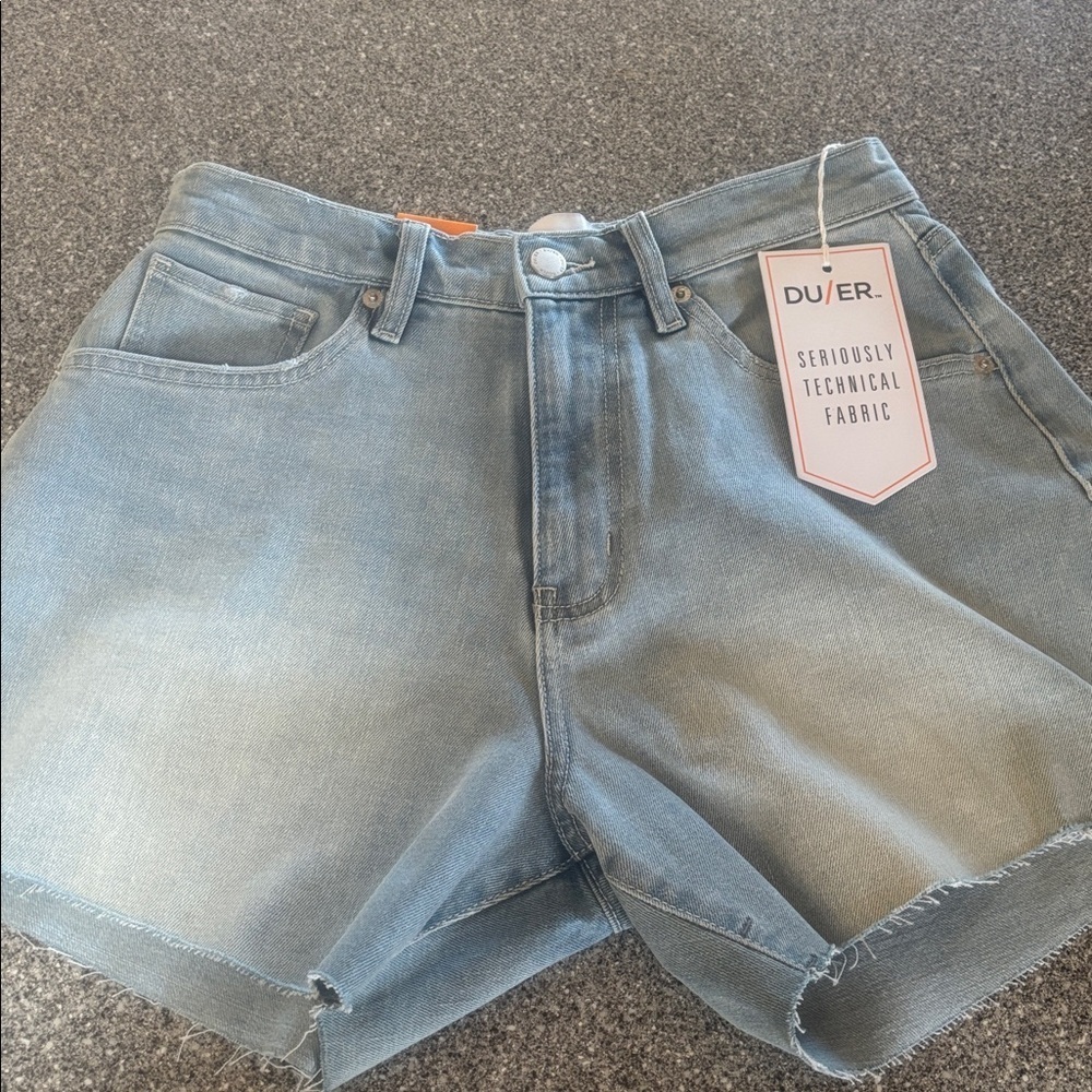 Du/Er short, jean shorts midweight performance, high rise denim light bleach